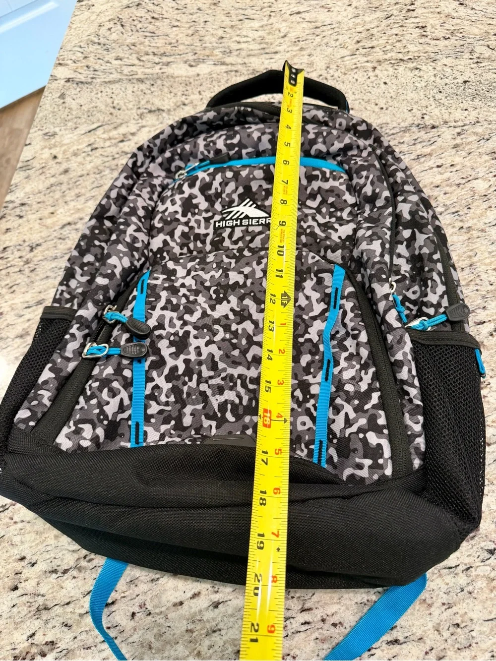 High Sierra Access Laptop Backpack Black Gray Camo Turquoise Travel like New